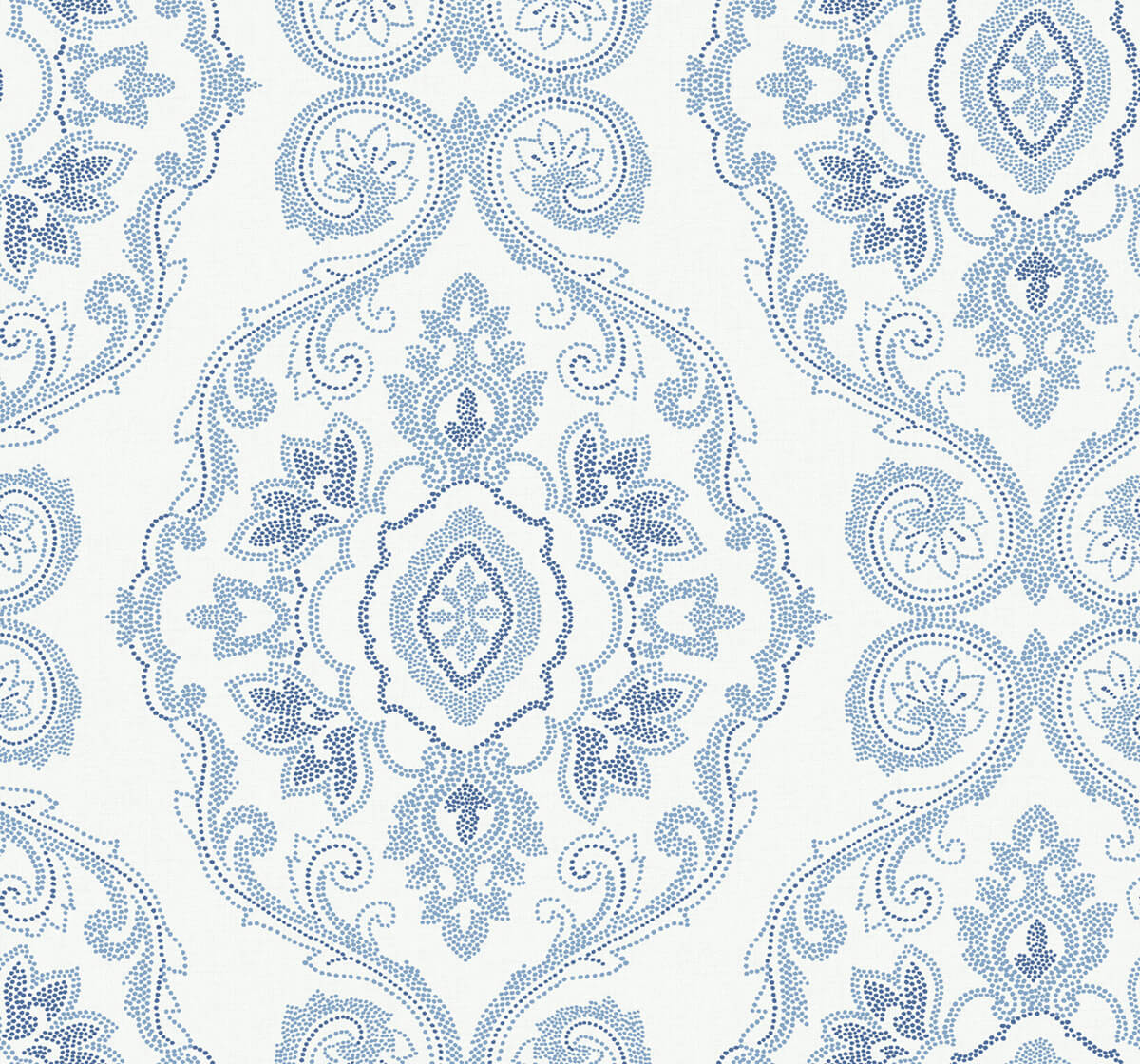 Seabrook Beach House Nautical Damask Wallpaper - Coastal Blue