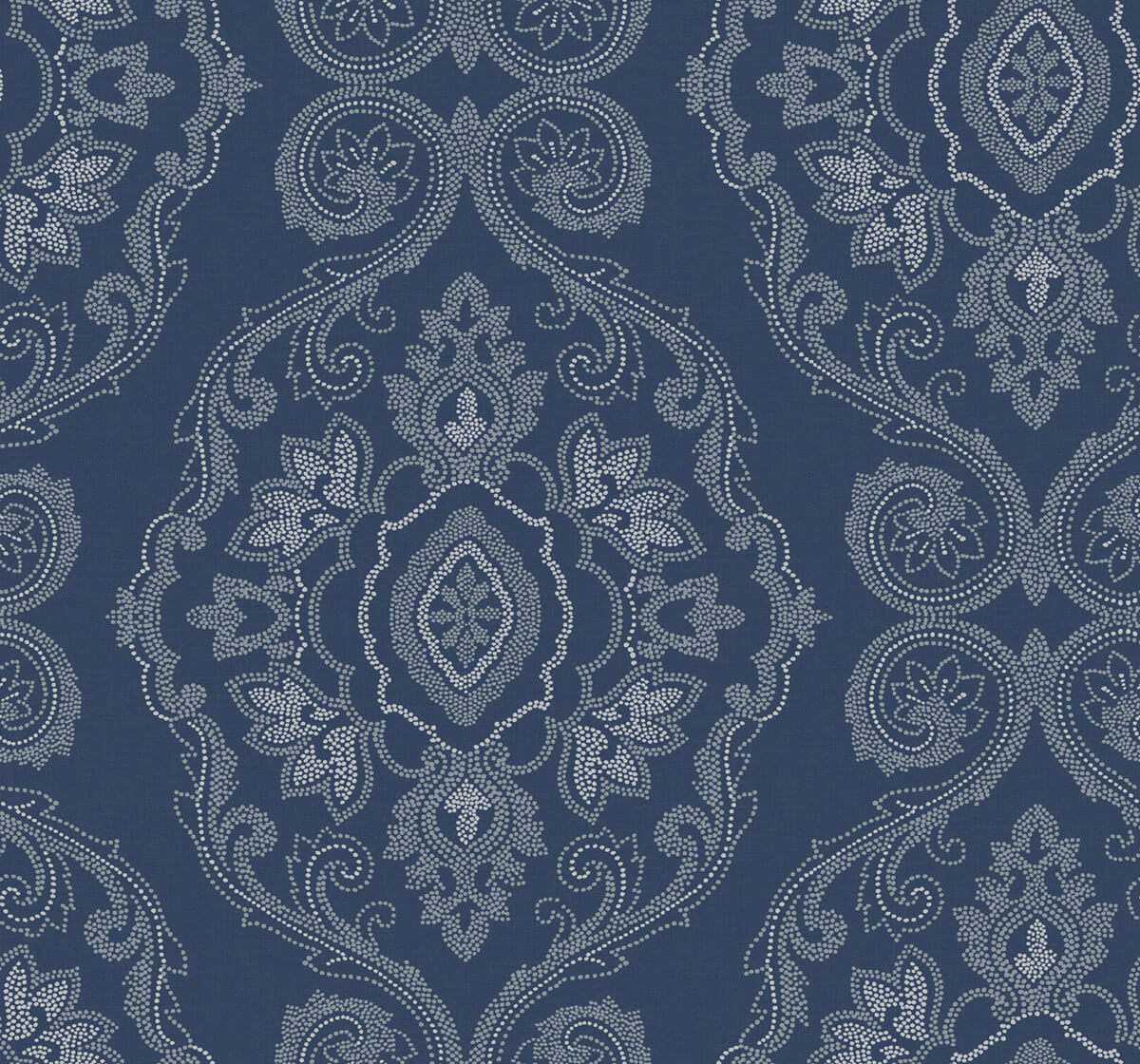 Seabrook Beach House Nautical Damask Wallpaper - Nautical Blue