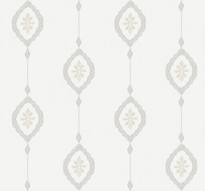 Seabrook Beach House Sand Dollar Stripe Wallpaper - Black Sands
