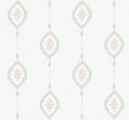 Seabrook Beach House Sand Dollar Stripe Wallpaper - Pink Sunset
