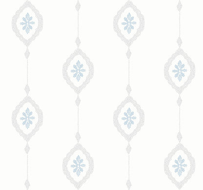 Seabrook Beach House Sand Dollar Stripe Wallpaper - Blue Oasis