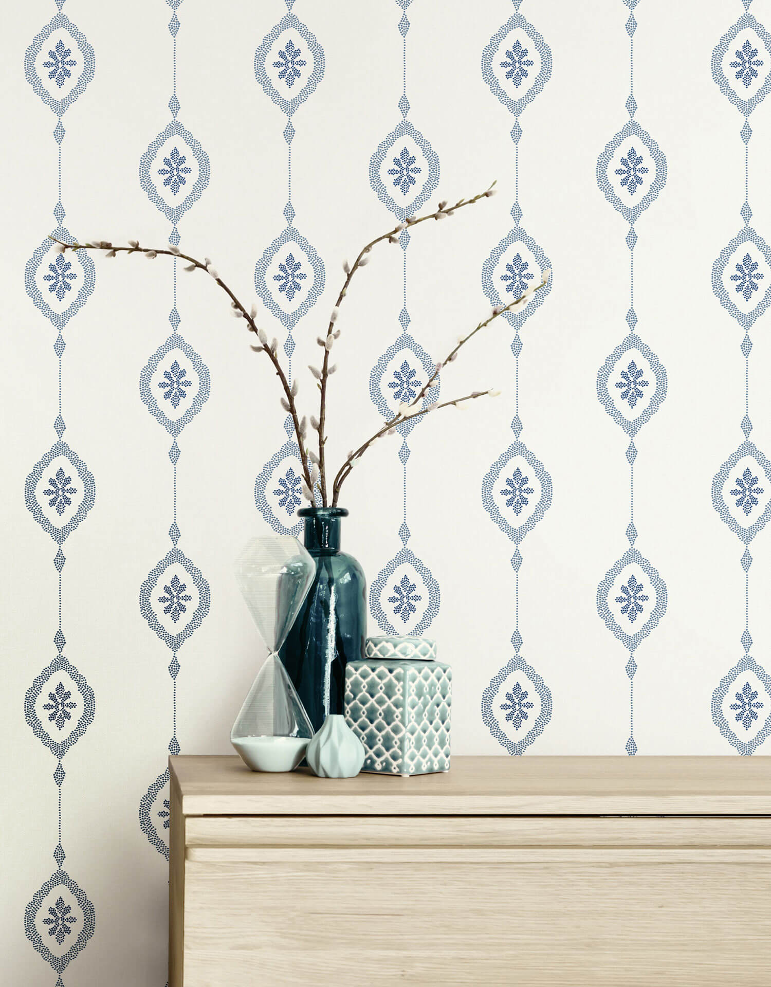 Seabrook Beach House Sand Dollar Stripe Wallpaper - Coastal Blue