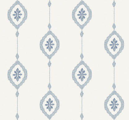 Seabrook Beach House Sand Dollar Stripe Wallpaper - Coastal Blue