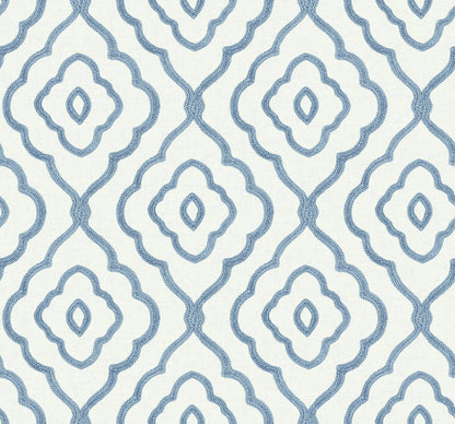 Seabrook Beach House Seaside Ogee Wallpaper - Blue Oasis