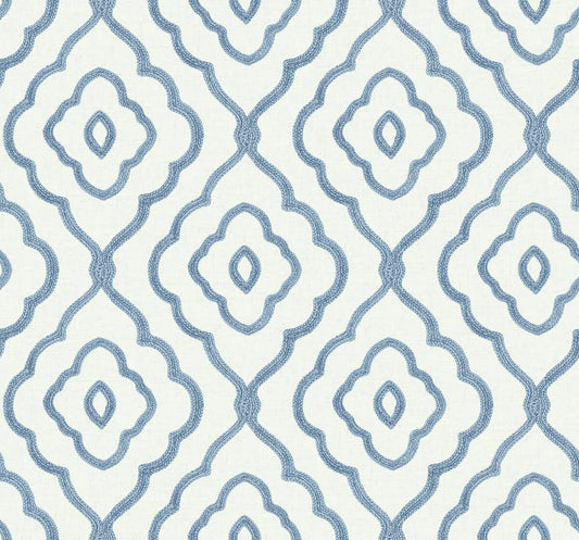 Seabrook Beach House Seaside Ogee Wallpaper - Blue Oasis