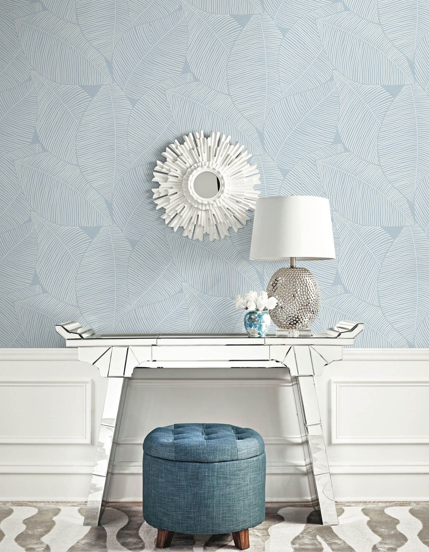 Seabrook Beach House Summer Magnolia Wallpaper - Blue Oasis