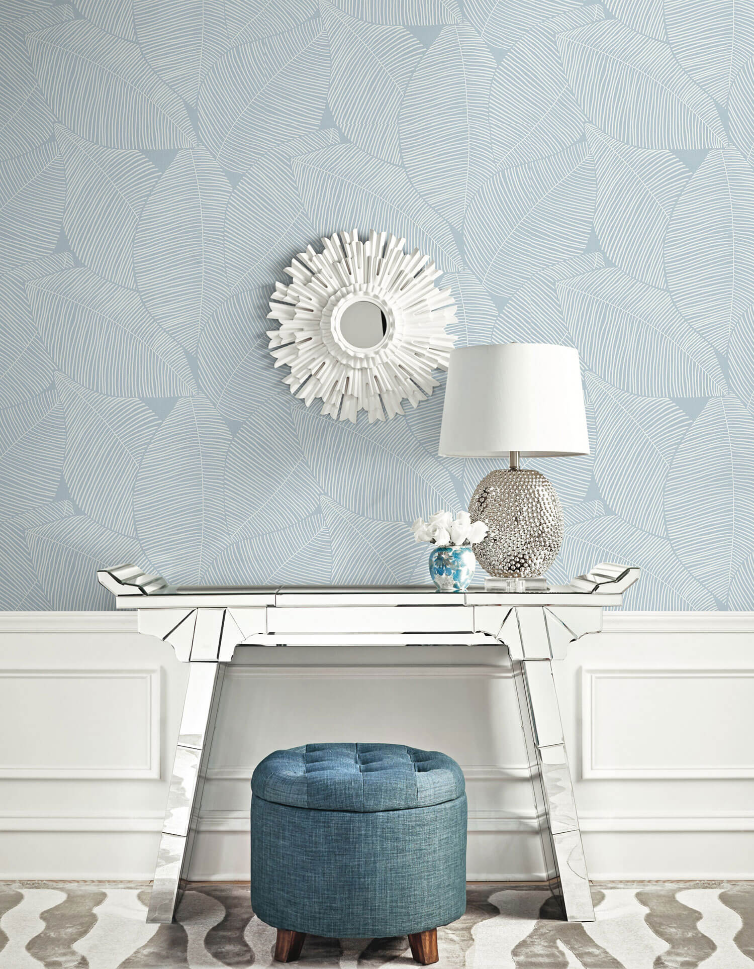 Seabrook Beach House Summer Magnolia Wallpaper - Blue Oasis