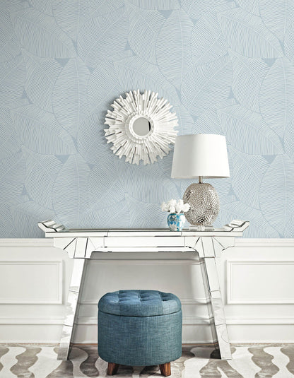 Seabrook Beach House Summer Magnolia Wallpaper - Blue Oasis