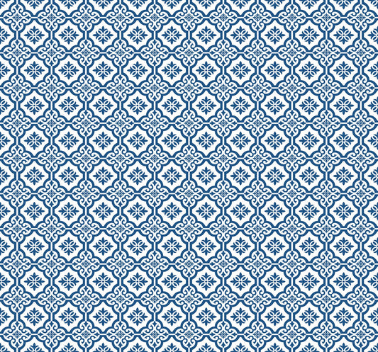 Seabrook Beach House Coastal Tile Wallpaper - Blue