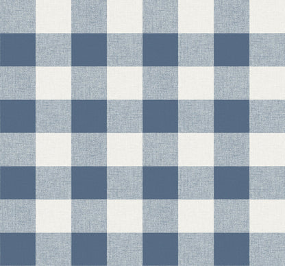 Seabrook Beach House Picnic Plaid Wallpaper - Coastal Blue