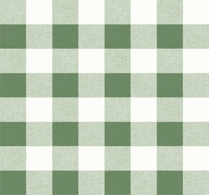 Seabrook Beach House Picnic Plaid Wallpaper - Green