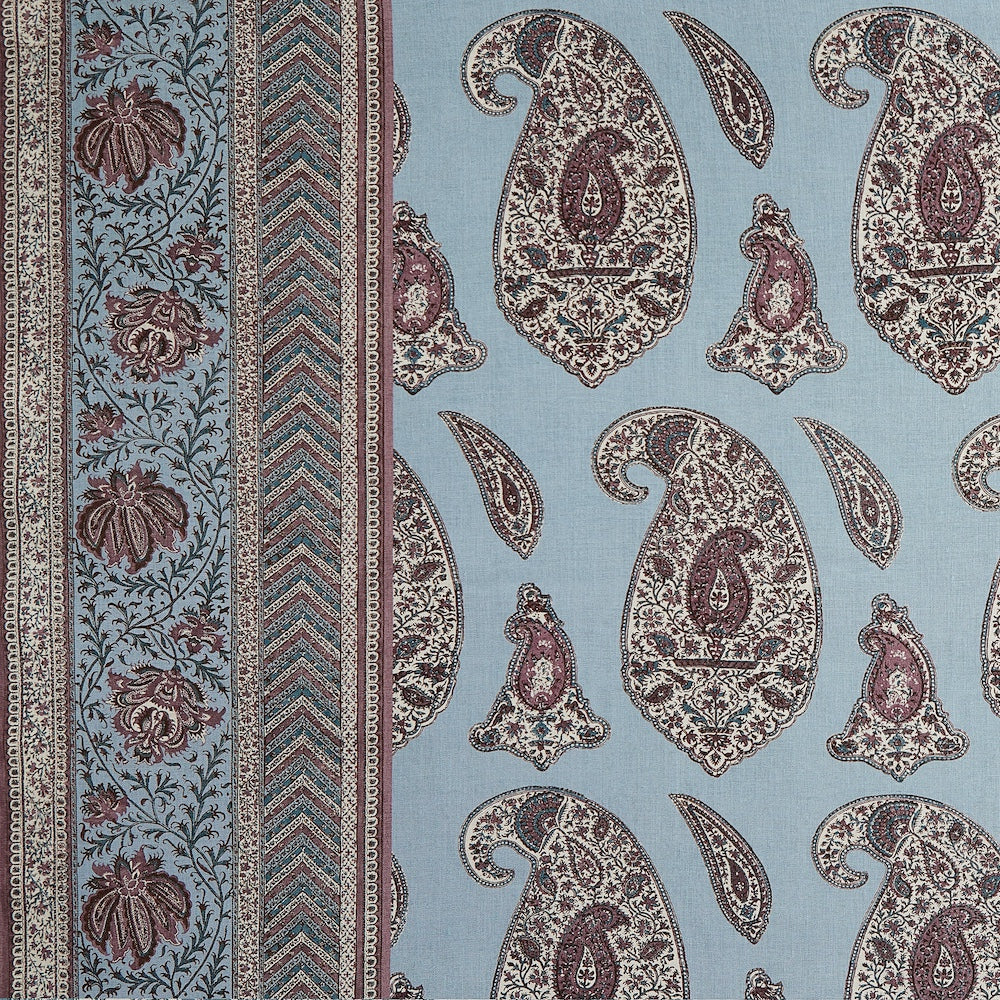 Huntington Paisley Fabric by Meredith Ellis in Cornflower Blue/Plum