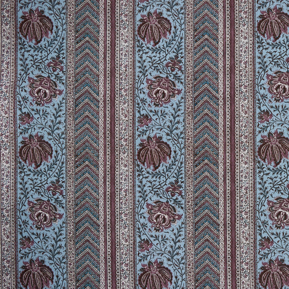 Huntington Stripe Fabric by Meredith Ellis in Cornflower Blue/Plum