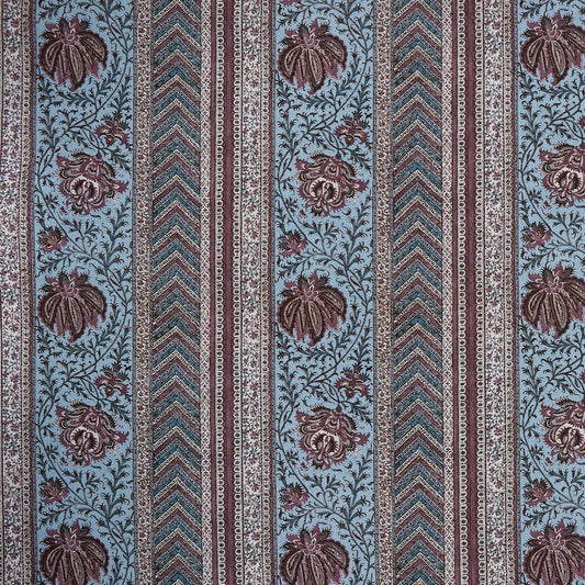Huntington Stripe Fabric by Meredith Ellis in Cornflower Blue/Plum
