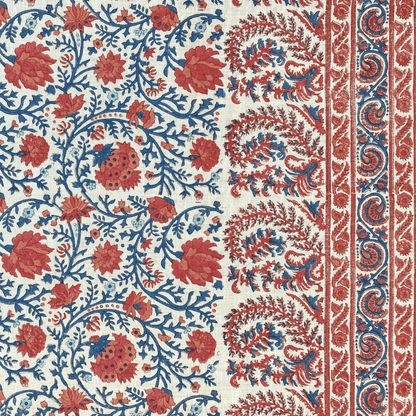 Mallow Border Fabric by Ian Sanderson in Bordeaux
