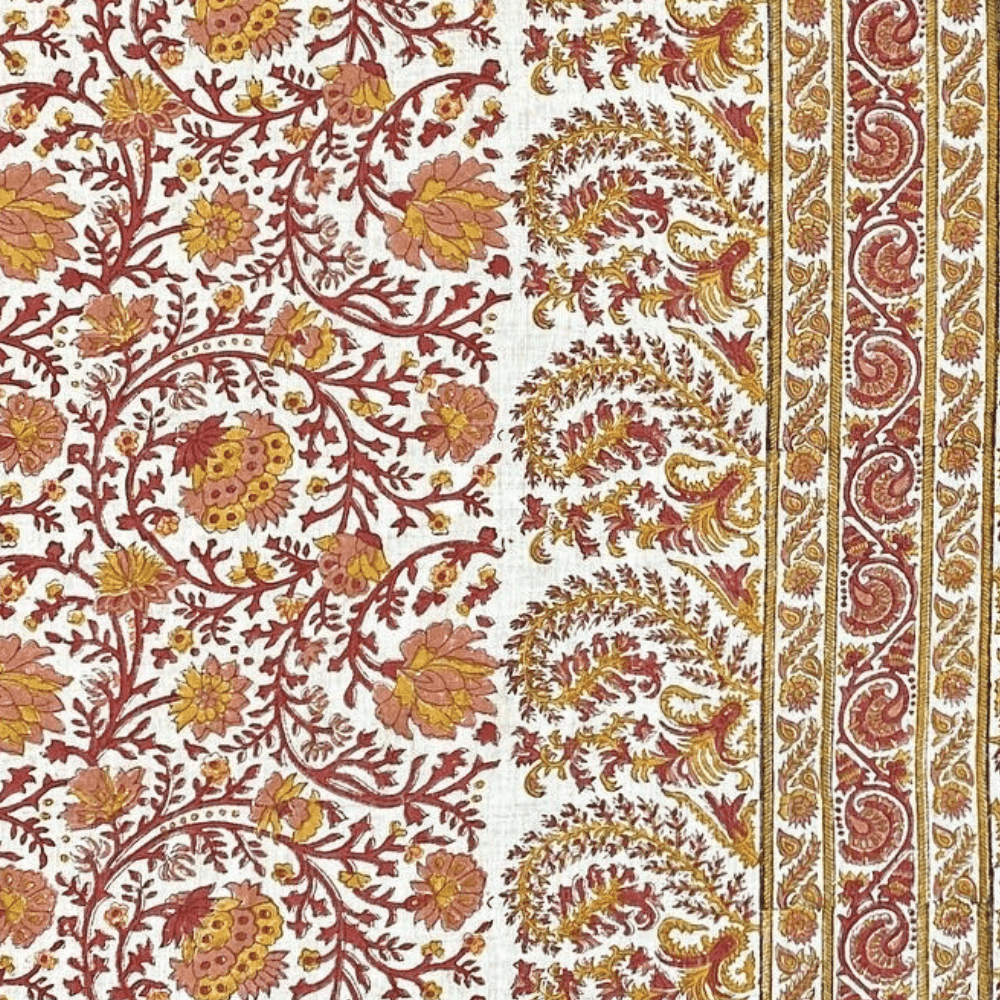 Mallow Border Fabric by Ian Sanderson in Cayenne