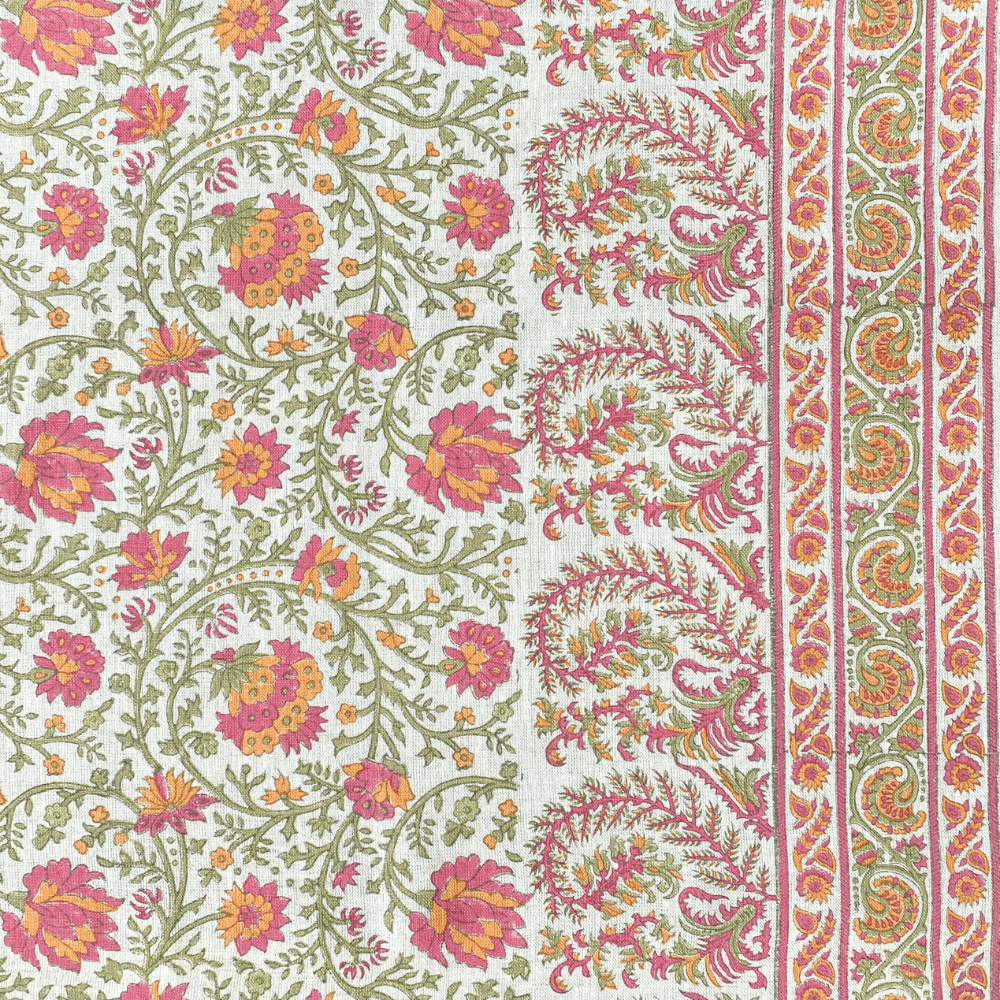 Mallow Border Fabric by Ian Sanderson in Chilli