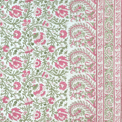 Mallow Border Fabric by Ian Sanderson in Thrift Pink