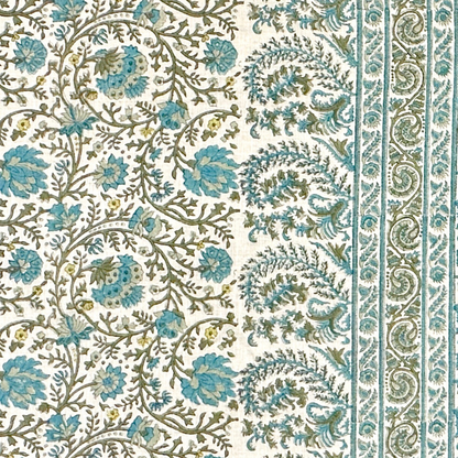 Mallow Border Fabric by Ian Sanderson in Sea Kelp