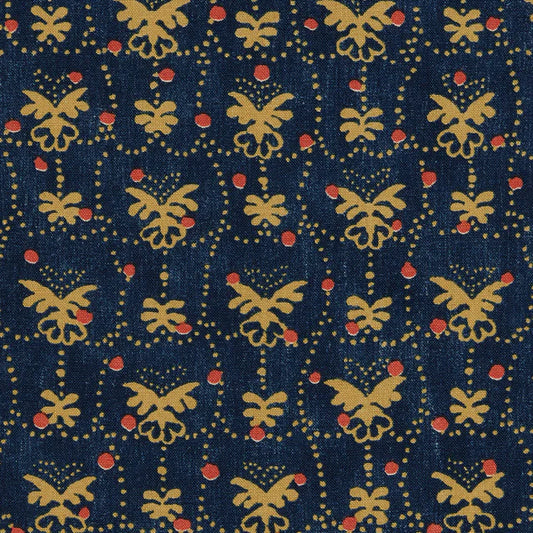 Moujik Fabric by Décors Barbares in Indigo, pattern detail