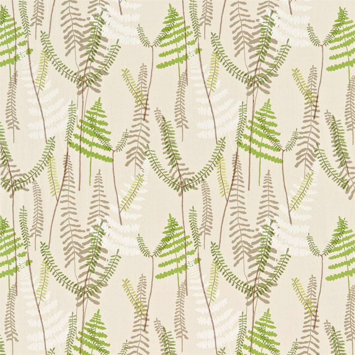 Athyrium Hessian/Apple/Pebble fabric by Scion