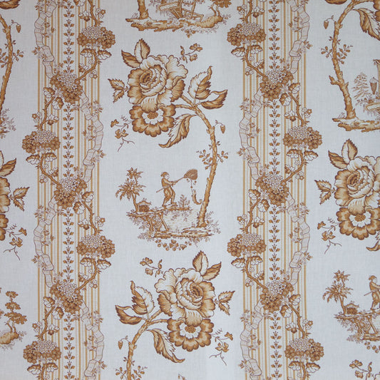 Oriental Toile Fabric by Titley & Marr in Amber