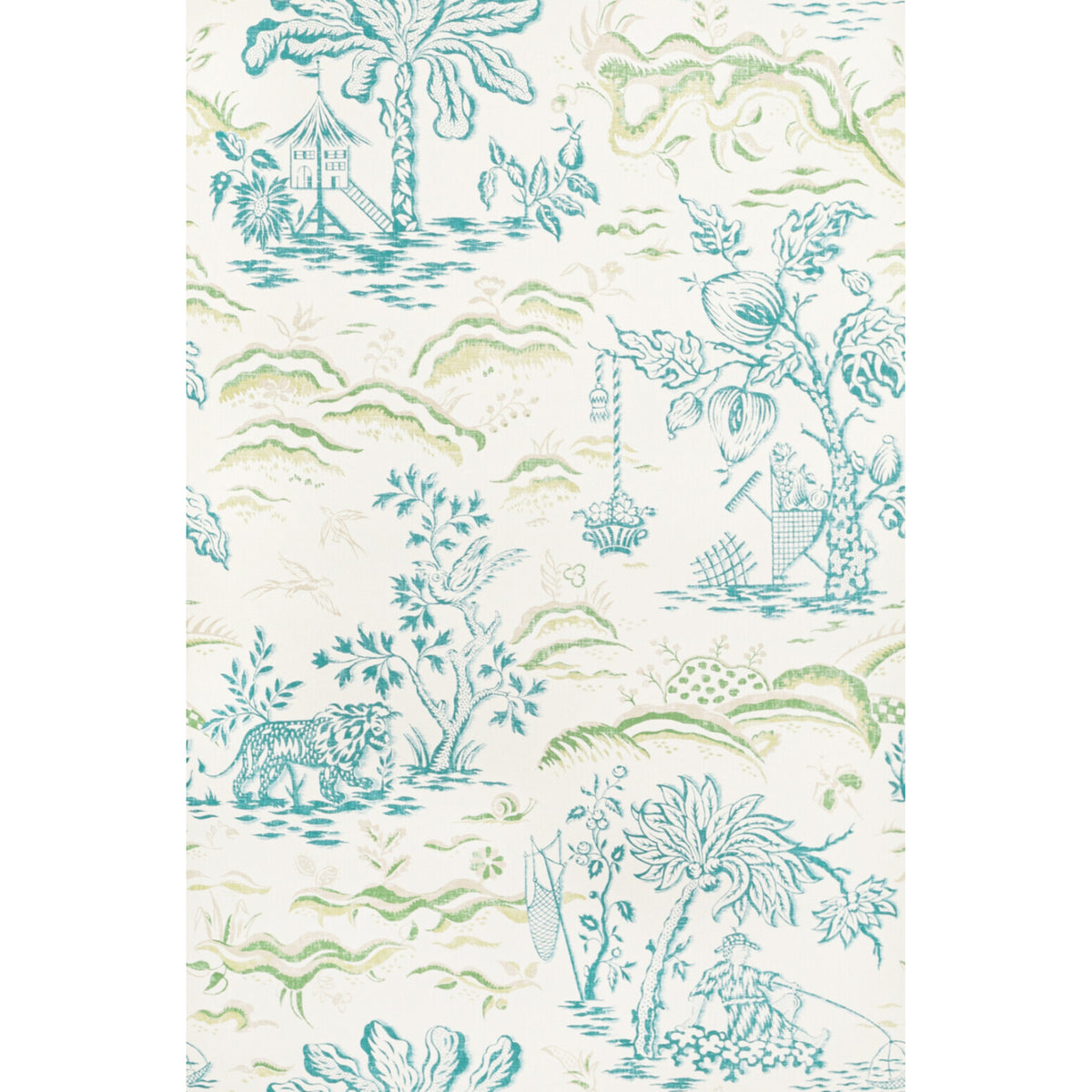 Valensole Wallpaper by Brunschwig & Fils in Teal/Leaf