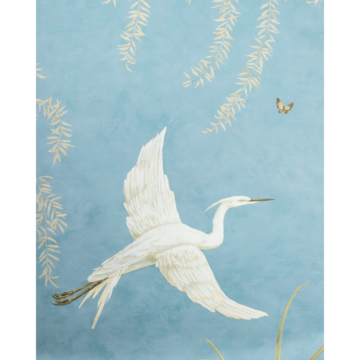 Egret Marsh Mural - Blue