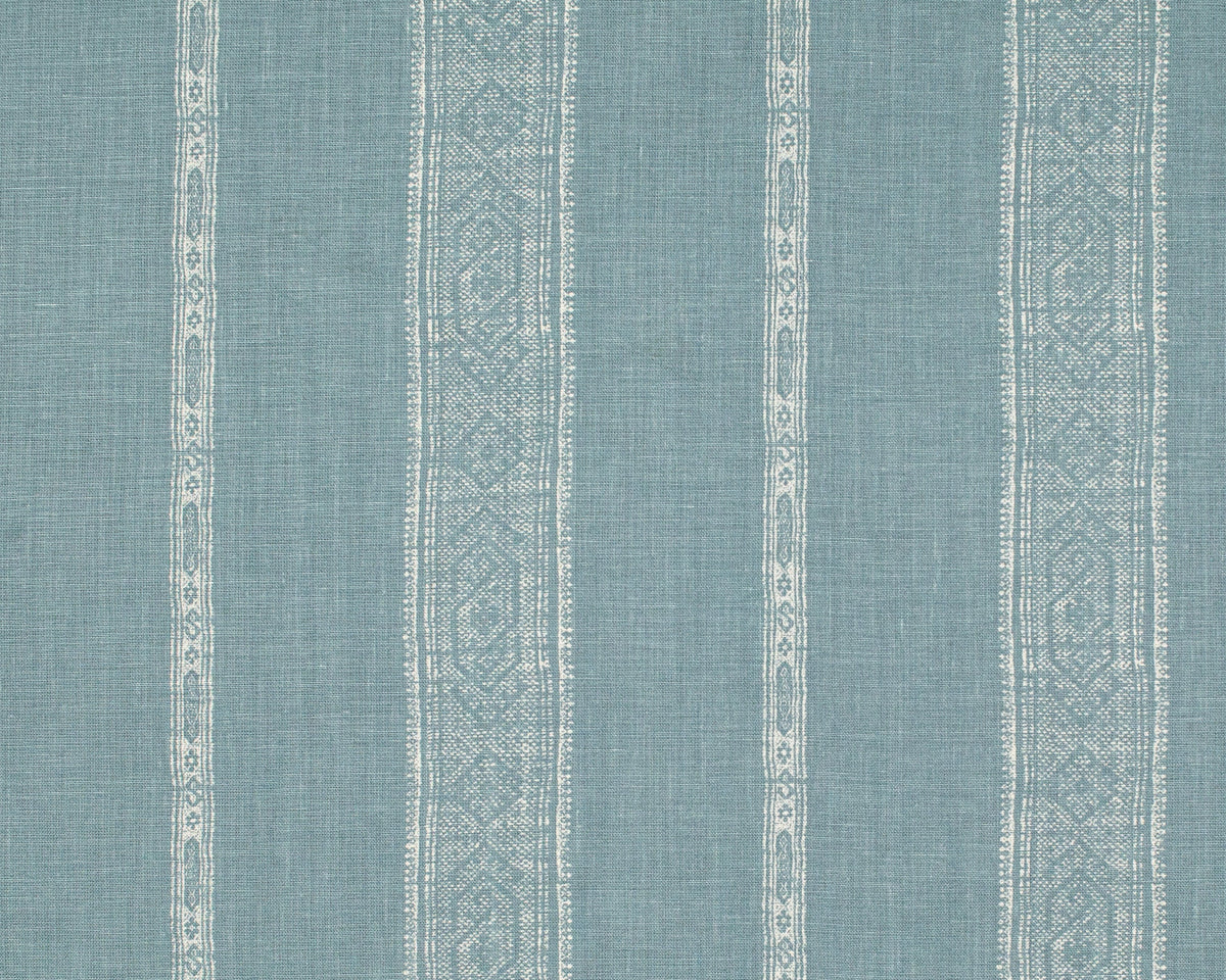 Patmos Stripe Reverse Fabric by Carolina Irving in Lake