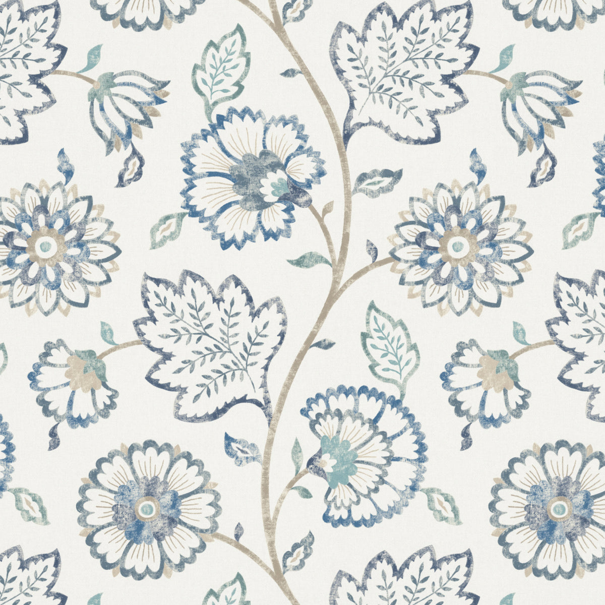 Kalamkari Fabric by Pure Edit in Azure