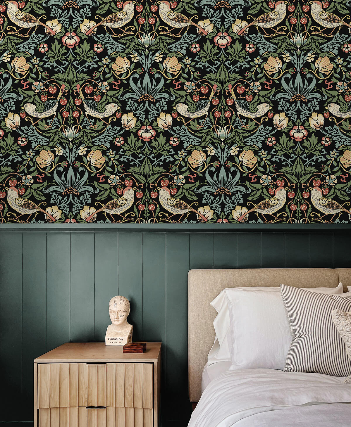 Seabrook Fragaria Garden Wallpaper - Ebony