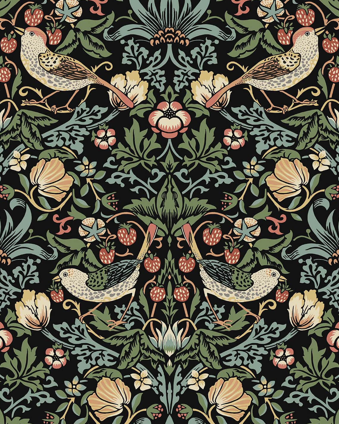 Seabrook Fragaria Garden Wallpaper - Ebony
