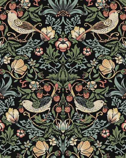 Seabrook Fragaria Garden Wallpaper - Ebony