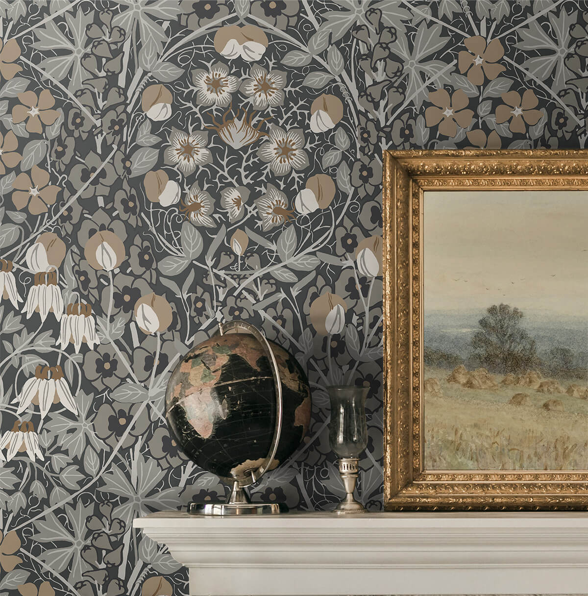 Seabrook Tulip Garden Wallpaper - Dark Gray