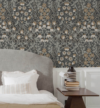 Seabrook Tulip Garden Wallpaper - Dark Gray