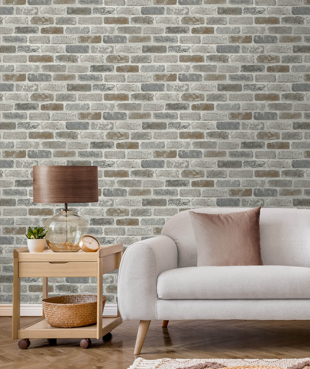 Seabrook Washed Faux Brick Wallpaper - Neutrals