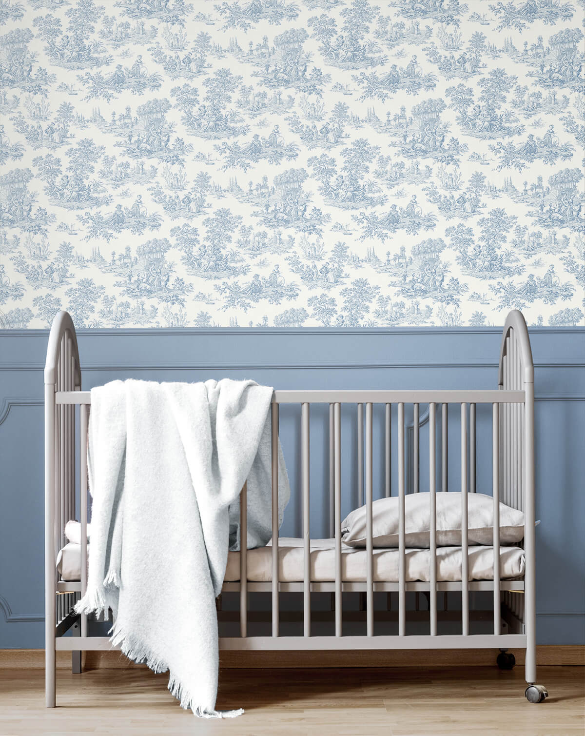 Seabrook Chateau Toile Wallpaper - Blue Bell