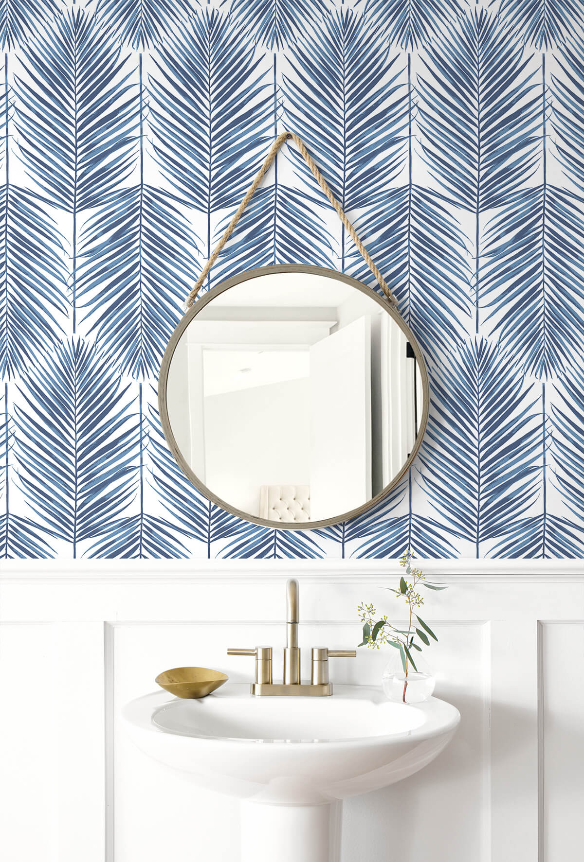 Seabrook Paradise Palm Wallpaper - Coastal Blue