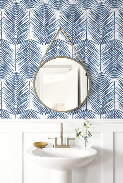 Seabrook Paradise Palm Wallpaper - Coastal Blue