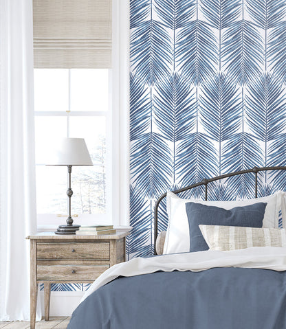 Seabrook Paradise Palm Wallpaper - Coastal Blue