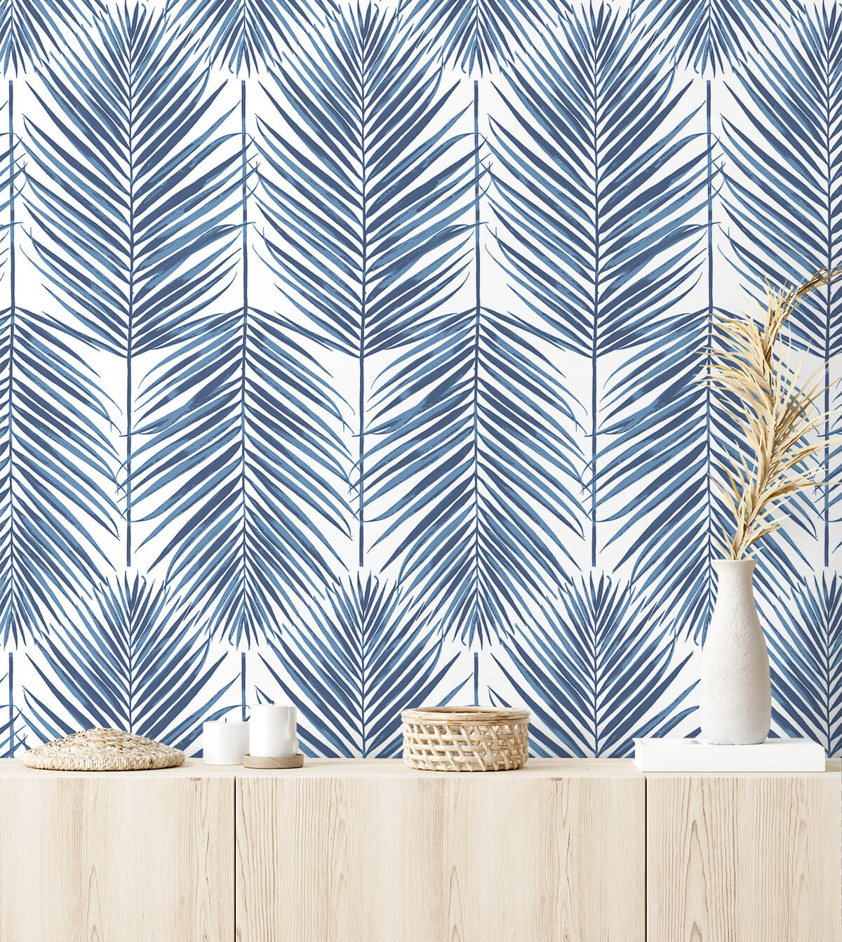 Seabrook Paradise Palm Wallpaper - Coastal Blue