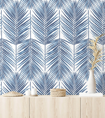 Seabrook Paradise Palm Wallpaper - Coastal Blue
