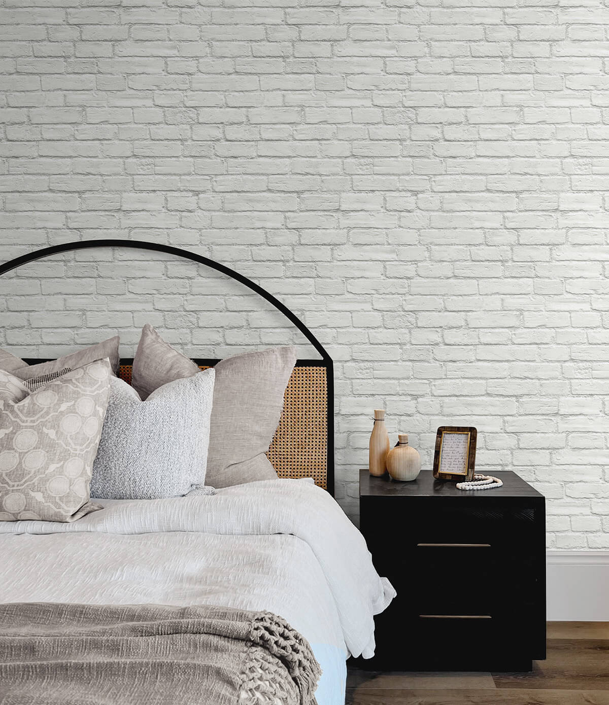 Seabrook Industrial Faux Brick Wallpaper - White