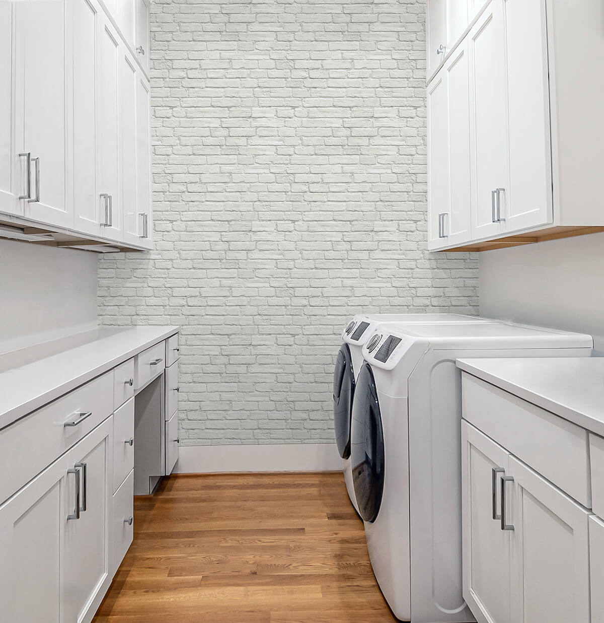 Seabrook Industrial Faux Brick Wallpaper - White