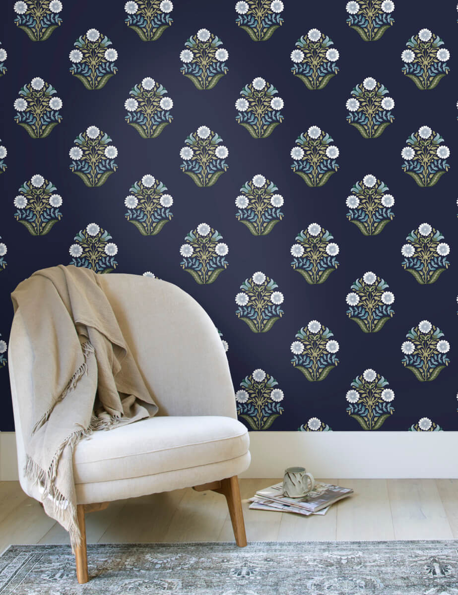 Sophie Floral Medallion Peel & Stick Wallpaper