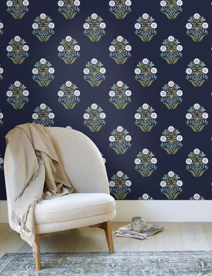 Sophie Floral Medallion Peel & Stick Wallpaper