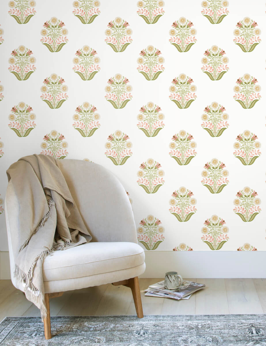 Sophie Floral Medallion Peel & Stick Wallpaper
