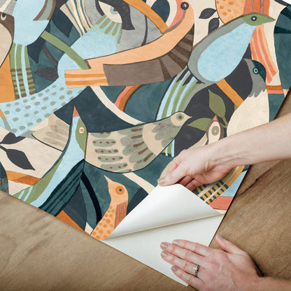 Fauvist Flock Peel & Stick Wallpaper
