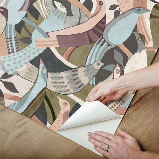 Fauvist Flock Peel & Stick Wallpaper