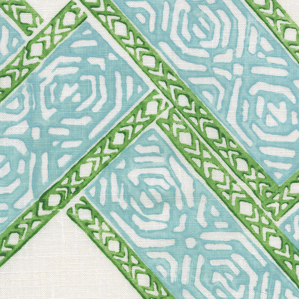 Parquet Handblock Fabric by Galbraith & Paul in Sea
